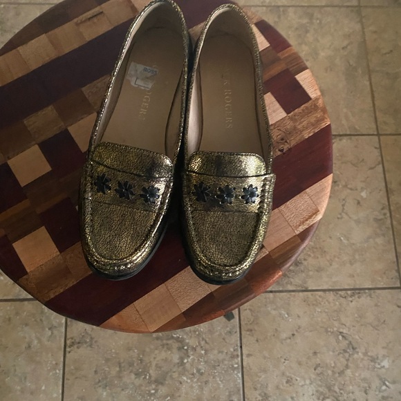 Jack Rogers Remy Loafers Metallic Gold Sparkle Slip-On Flats Preppy Academia 8B - Picture 3 of 16